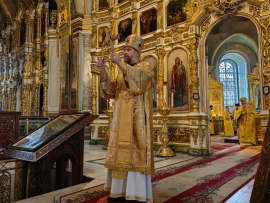 В Неделю 15-ю по Пятидесятнице епископ Леонтий совершил Литургию в Казанском соборе